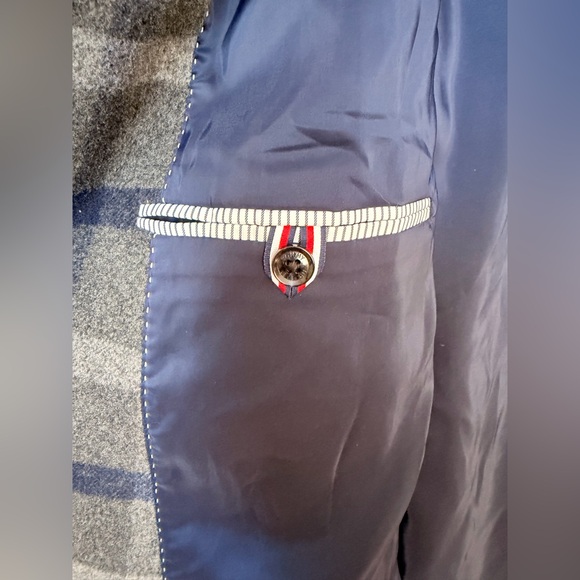 Tommy Hilfiger Men’s Plaid Addison Overcoat grey & navy wool blend Siz 44L tall - Picture 6 of 15